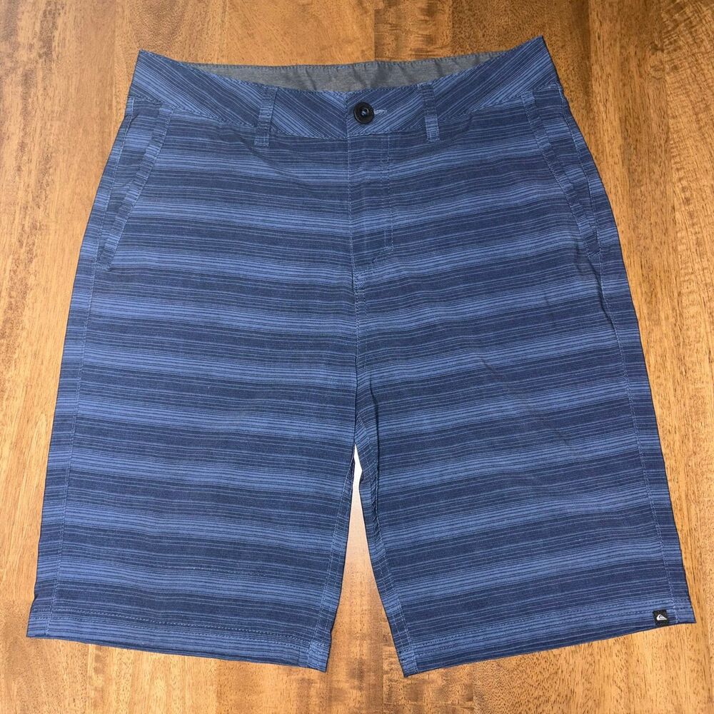 Quiksilver Men’s Amphibian Hybrid Boardshorts Size 30 Blue Striped 8”